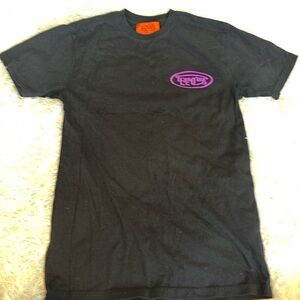 Men's Black Graphic Tee with Purple Logo